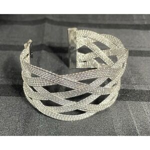 Silver Tone Braided Upper Arm Band /Cuff Bracelet -New
